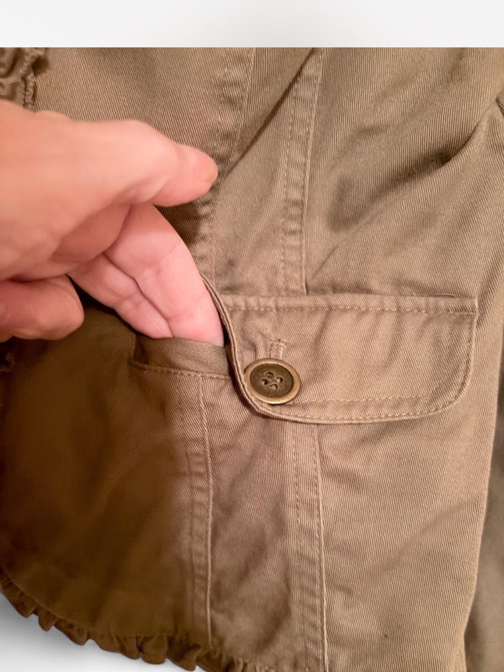 Brown Ruffle Trim Utility Jacket - Picture 5 of 7